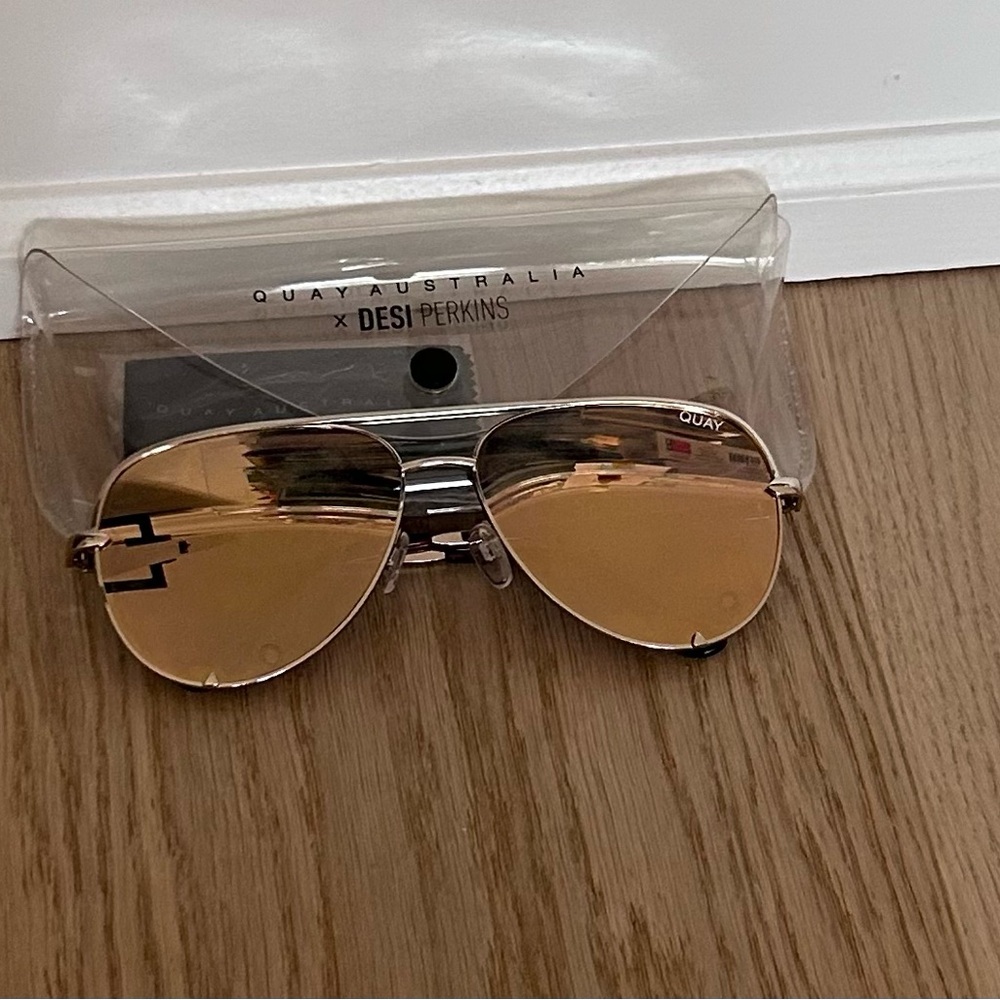 Quay Australia x Desi Perkins Gold Aviator Sunglasses
